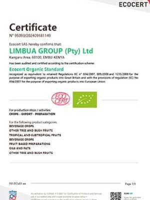 Limbua EU Bio Certificate